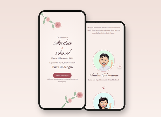 Tampilan tema Floral Mawaddah